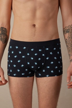 Intimissimi Alarm Clock in Stretch Supima® Pamut Boxer Férfi Kék | HUJJ3402