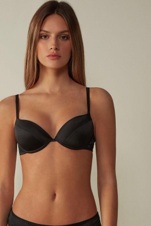 Intimissimi Bellissima Silk Push-Up Melltartók Női Fekete | HUMA4720