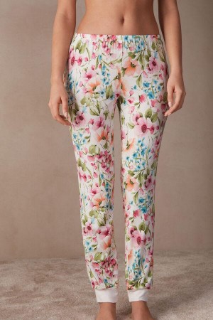 Intimissimi Botanical Lyrics Full Length Modal Pants Pizsama Női Fehér | HUBC4019