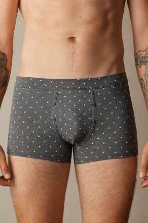 Intimissimi Dotted in Stretch Supima® Pamut Boxer Férfi Mélyszürke | HUCE3397