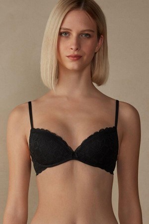 Intimissimi Gioia Super Push-Up in Csipke Melltartók Női Fekete | HUAP4734