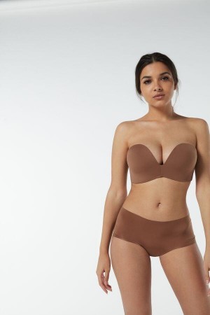 Intimissimi Laura Microfiber Bandeau Melltartók Női Sötétbézs | HUPQ4837