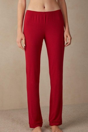 Intimissimi Long Micromodal Trousers Pizsama Női Piros | HUWY4042