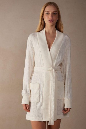 Intimissimi Lost in Fields Braided Robe Pizsama Női Fehér | HUWY3859