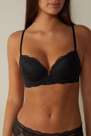 Intimissimi Mia Csipke Super Push-Up Melltartók Női Fekete | HUWY4718