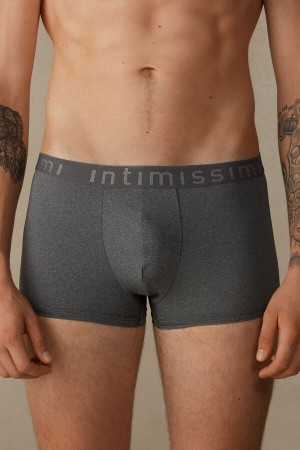 Intimissimi Microfiber Logo Shorts Boxer Férfi Mélyszürke | HUFM3483