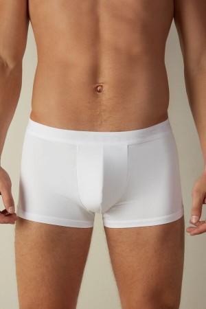 Intimissimi Microfiber Logo Shorts Boxer Férfi Fehér | HUQZ3471