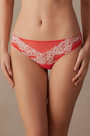 Intimissimi Pretty Flowers Brazilian Bugyi Női Mélypiros Fehér | HUFM3587