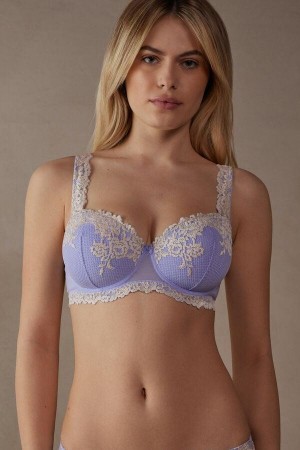 Intimissimi Pretty Flowers Sofia Balconette Melltartók Női Levendula Fehér | HUDN4569