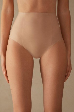 Intimissimi Raw-Cut Microfiber French Knickers Bugyi Női Bézs | HUMA3732