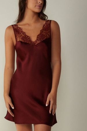 Intimissimi Romantic Life Silk Chemise Fehérnemű Női Sötétpiros | HUZG4127