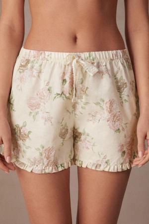 Intimissimi Scent of Roses Pamut Cloth Shorts Pizsama Női Színes Fehér | HUAP4085