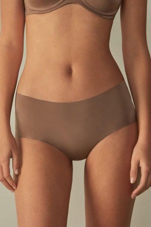 Intimissimi Seamless Microfiber Hipster Bugyi Női Sötétbézs | HURW3728