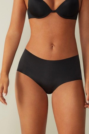 Intimissimi Seamless Microfiber Hipster Bugyi Női Fekete | HUAP3721