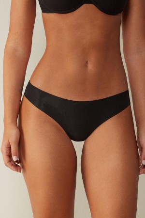 Intimissimi Seamless Supima® Pamut Brazilian Bugyi Női Fekete | HUYU3491