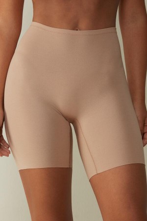 Intimissimi Seamless Supima® Pamut Shorts Bugyi Női Bézs | HUDN3719