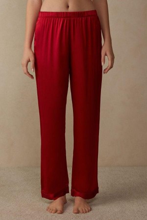 Intimissimi Silk Satin Pants Pizsama Női Piros | HUPQ3982