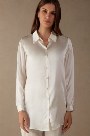 Intimissimi Silk Shirt Hosszú Ujjú Női Fehér | HUWY4250