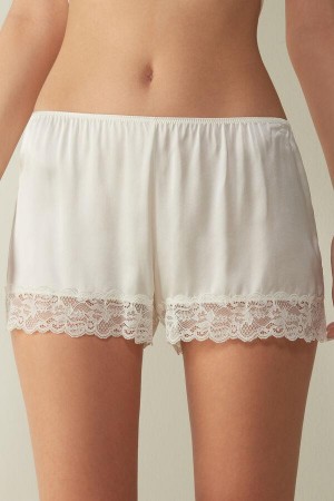 Intimissimi Silk Shorts Pizsama Női Fehér | HUPQ4052