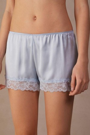 Intimissimi Silk Shorts Pizsama Női Kék | HUHK4080