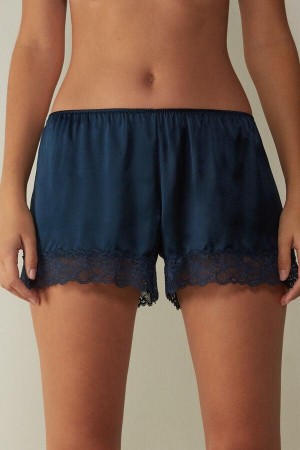 Intimissimi Silk Shorts Pizsama Női Kék | HUSO4057