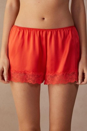 Intimissimi Silk Shorts Pizsama Női Mélypiros | HUHK4079