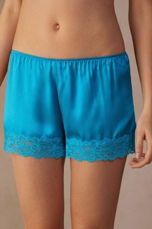 Intimissimi Silk Shorts Pizsama Női Türkiz | HULH4076