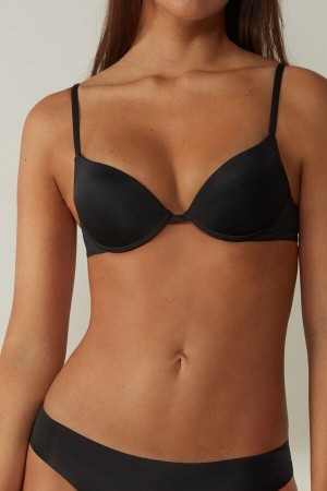 Intimissimi Simona Microfiber Super Push-Up Melltartók Női Fekete | HUUT4713