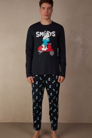 Intimissimi Smurfs Full Length Pamut Pizsama Férfi Kék | HUMA3136