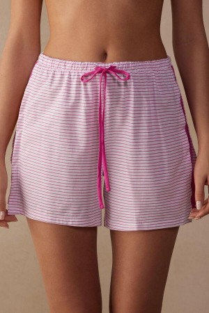 Intimissimi Strawberry Milkshake Shorts in Supima® Pamut Pizsama Női Rózsaszín | HUUT4089