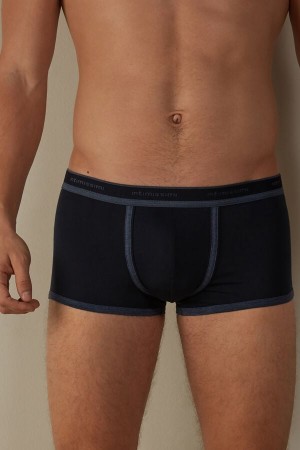 Intimissimi Stretch Supima® Pamut Shorts with Logo Detail Boxer Férfi Kék | HUYU3466