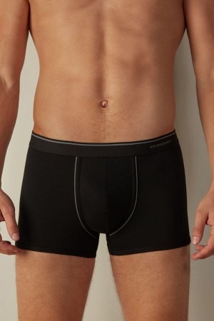 Intimissimi Supima® Pamut Boxer Férfi Fekete Mélyszürke | HUDN3459