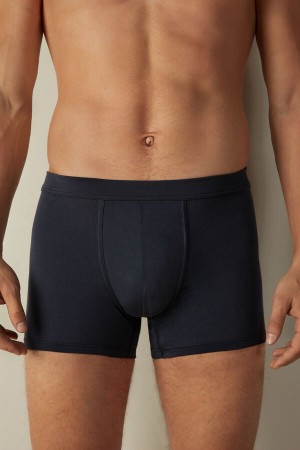 Intimissimi Supima® Pamut Loose Fit Boxer Férfi Kék | HUHK3422