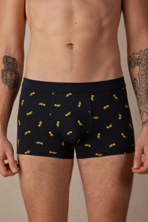 Intimissimi Trumpet Stretch Supima® Pamut Boxer Férfi Kék | HUEX3417