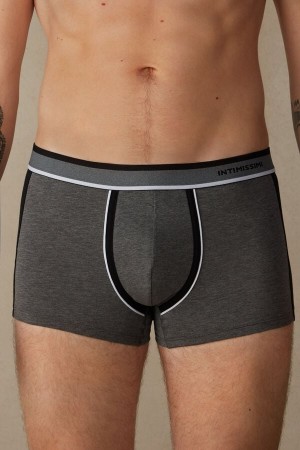 Intimissimi Two-tone in Stretch Supima® Pamut Boxer Férfi Mélyszürke Fekete | HUGL3475