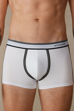 Intimissimi Two-tone in Stretch Supima® Pamut Boxer Férfi Fehér Mélyszürke | HUWY3470