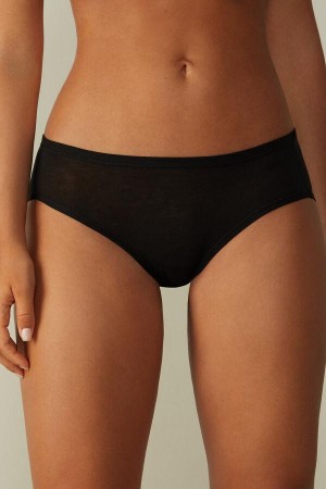 Intimissimi Ultralight Supima® Pamut Briefs Bugyi Női Fekete | HUBC3603