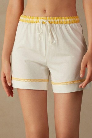 Intimissimi Yellow Submarine Shorts in Supima® Ultrafresh Pamut Pizsama Női Fehér | HUQZ4068