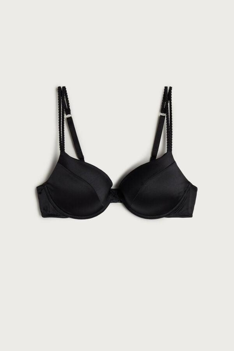 Intimissimi Bellissima Silk Push-Up Melltartók Női Fekete | HUMA4720