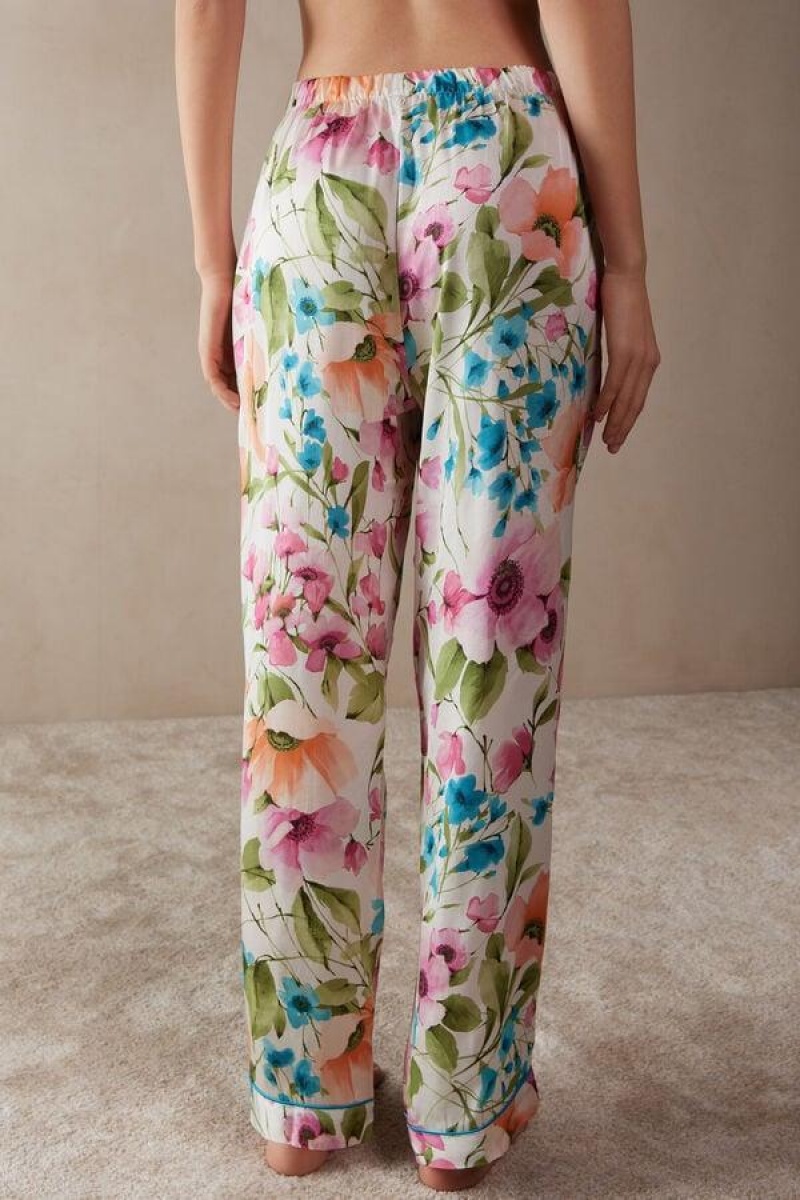 Intimissimi Botanical Lyrics Full Length Satin Pants Pizsama Női Színes | HUCE4021