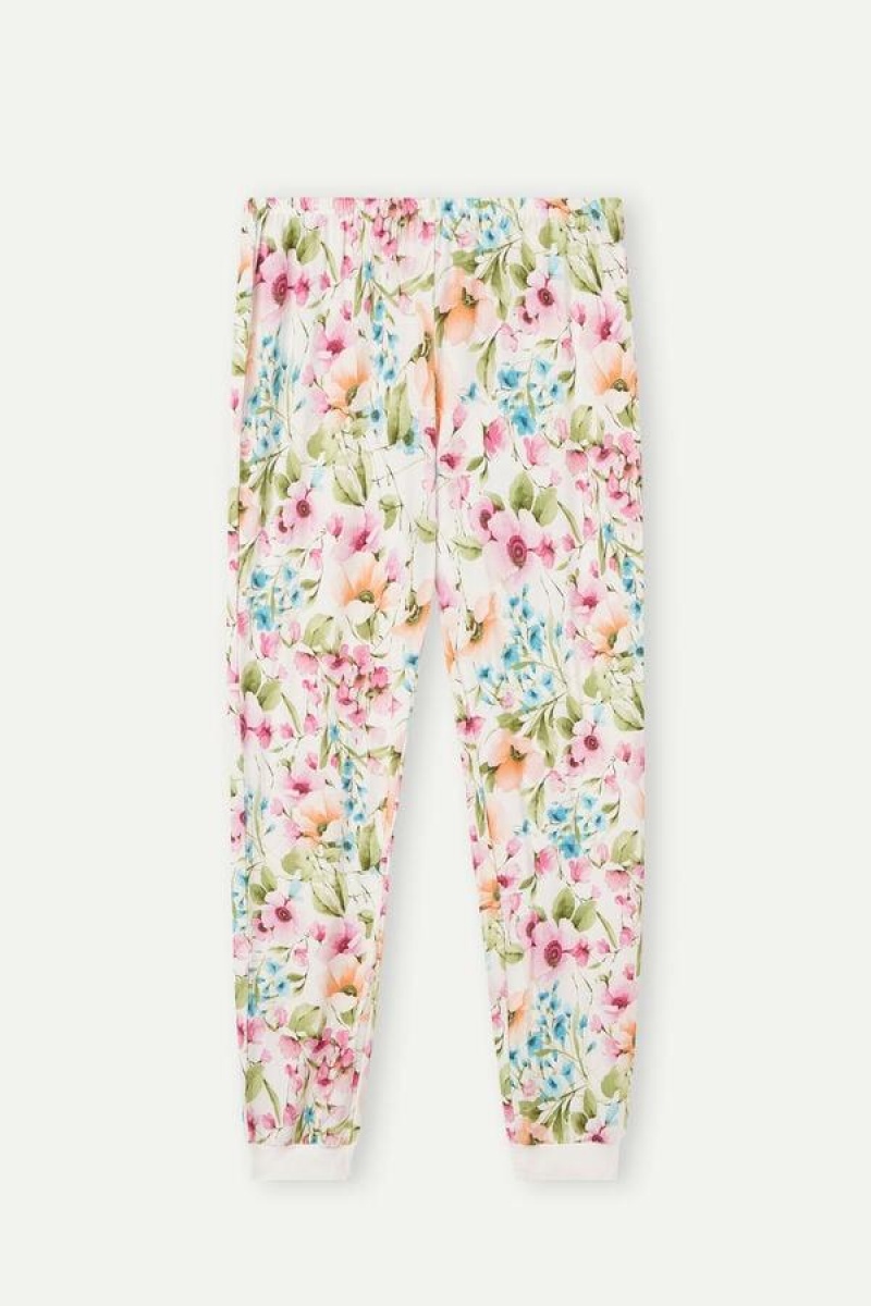 Intimissimi Botanical Lyrics Full Length Modal Pants Pizsama Női Fehér | HUBC4019