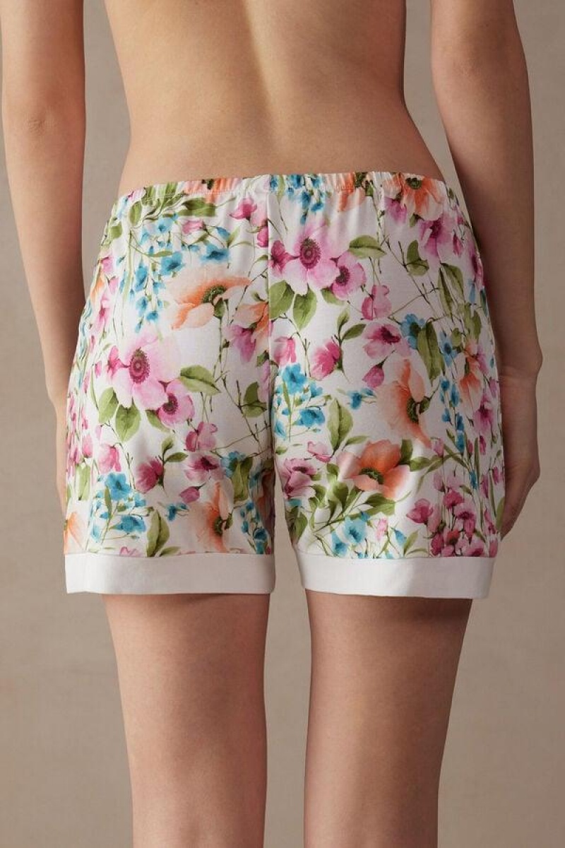 Intimissimi Botanical Lyrics Modal Shorts Pizsama Női Színes Fehér | HUGL4081