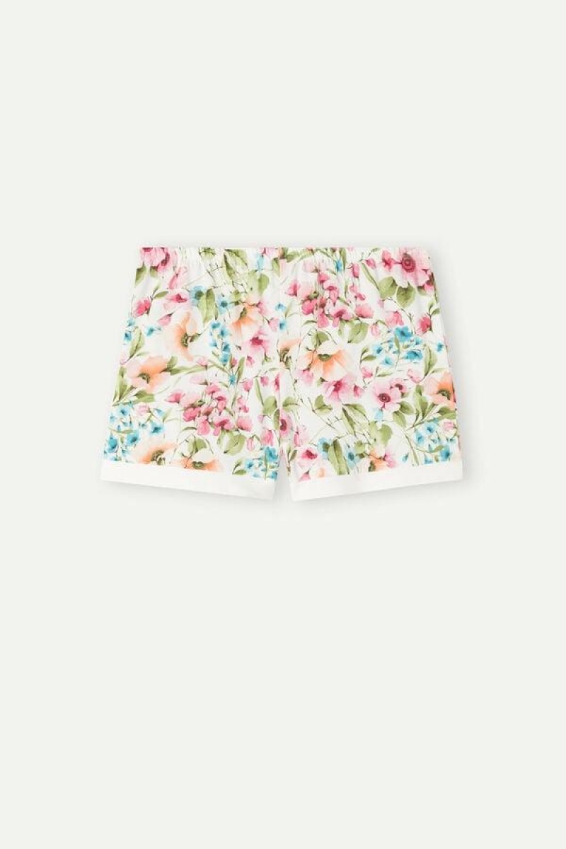 Intimissimi Botanical Lyrics Modal Shorts Pizsama Női Színes Fehér | HUGL4081