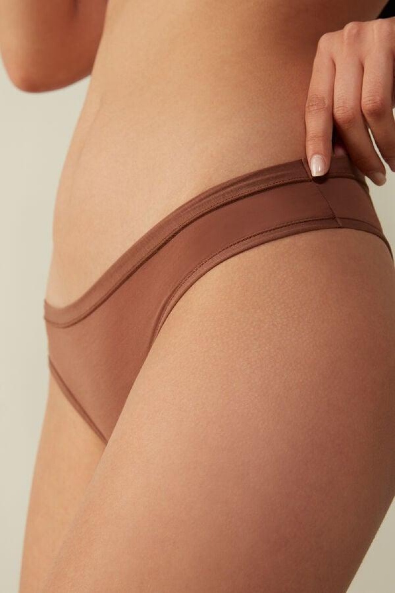 Intimissimi Brazilian in Ultralight Supima® Pamut Bugyi Női Sötétbézs | HUYU3518