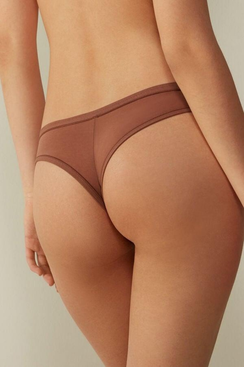 Intimissimi Brazilian in Ultralight Supima® Pamut Bugyi Női Sötétbézs | HUYU3518