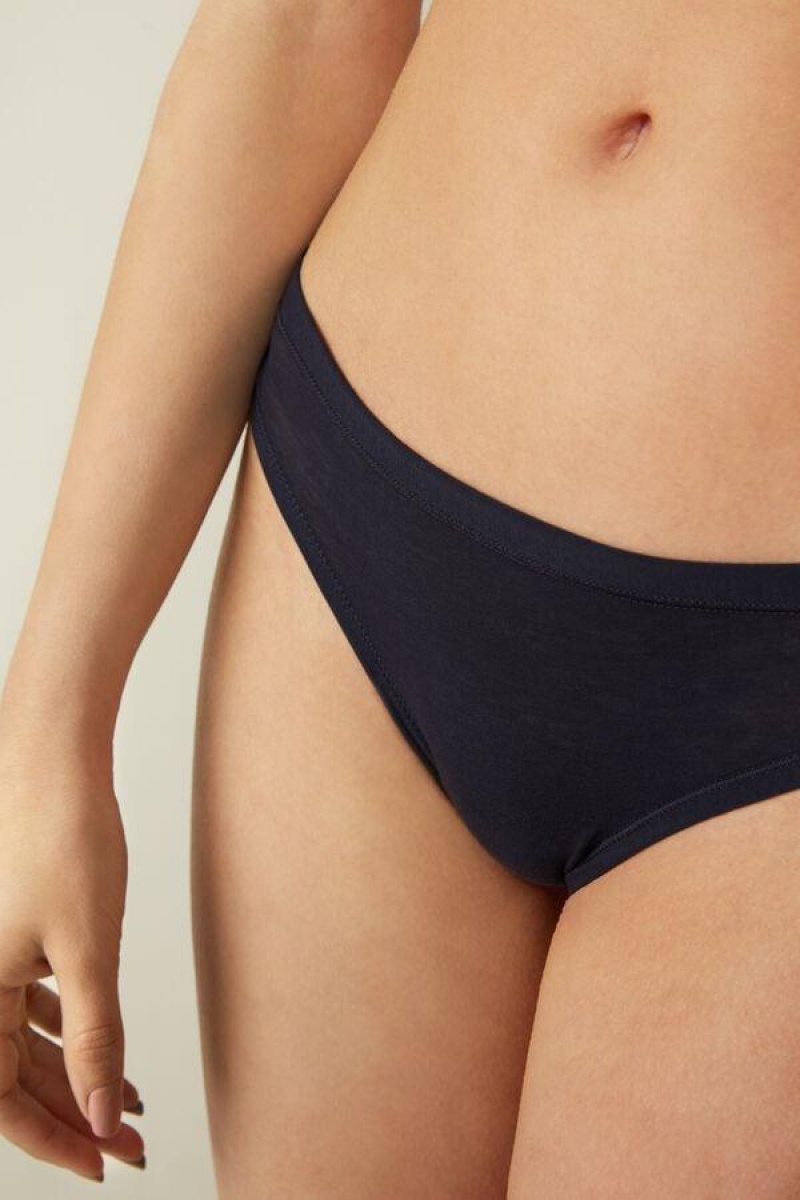 Intimissimi Brazilian in Ultralight Supima® Pamut Bugyi Női Kék | HUUT3517