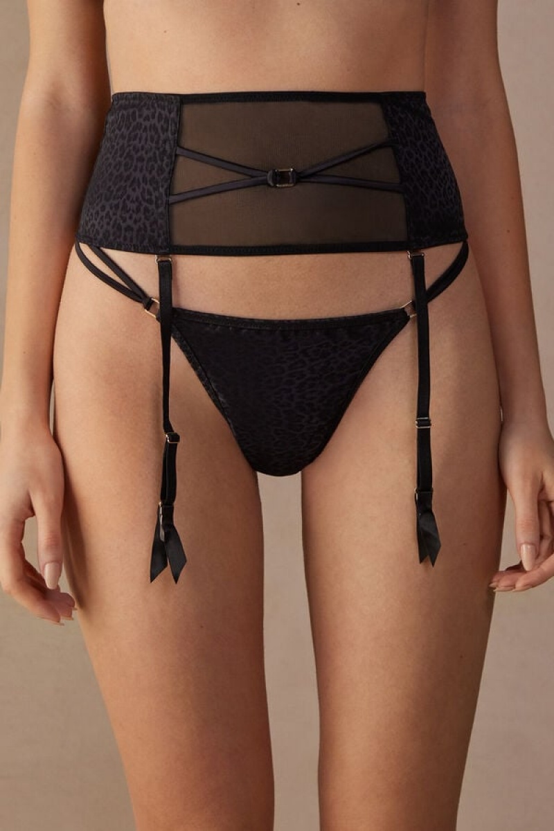 Intimissimi Cool Minimal Garter Belt Fehérnemű Női Fekete | HUFM4152