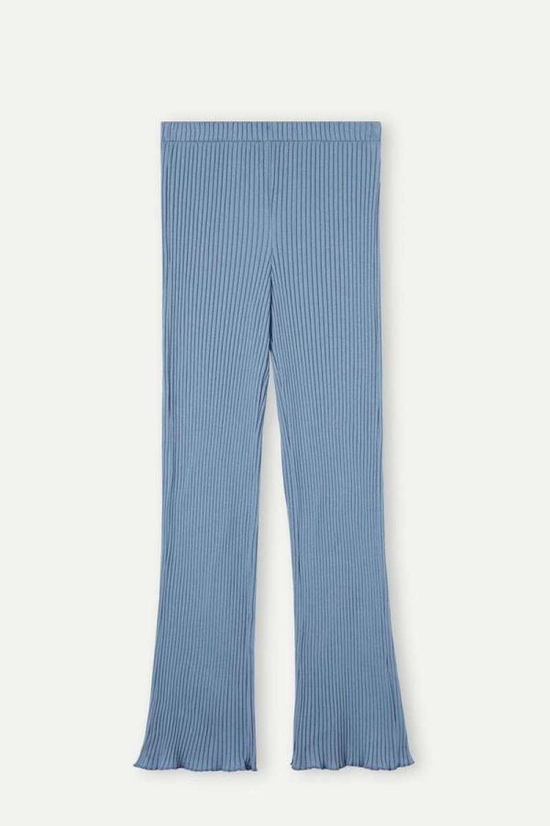 Intimissimi Cozy Mountains Bordázott Pants Pizsama Női Kék | HUSO3998