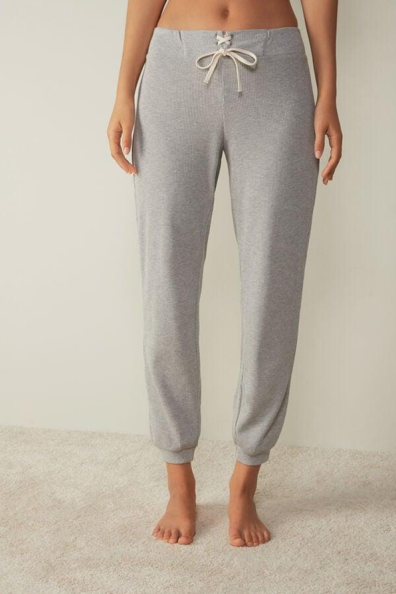 Intimissimi Cozy Waffle Pants Pizsama Női Világos Szürke | HUIS3984