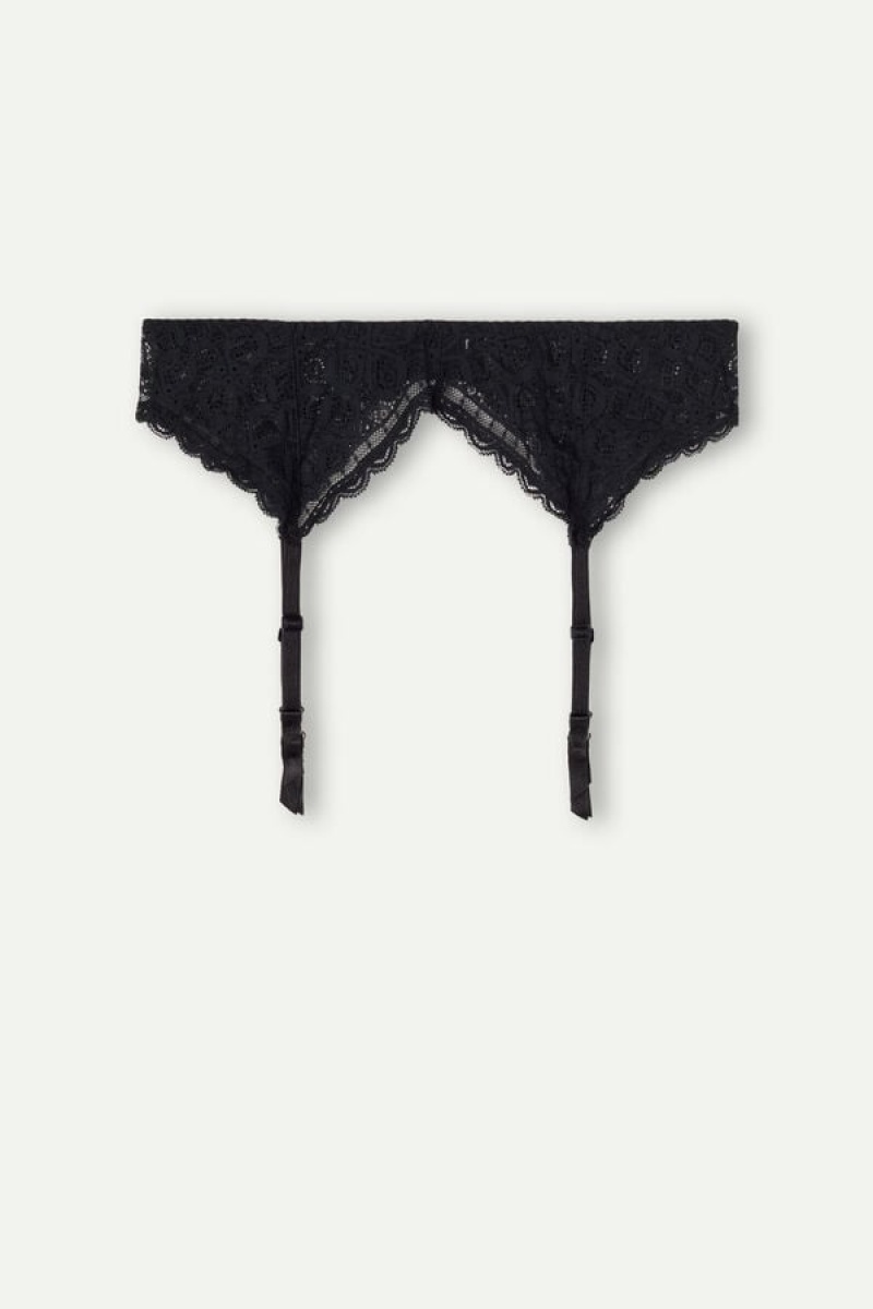 Intimissimi Csipke Garter Belt Fehérnemű Női Fekete | HUOR4164